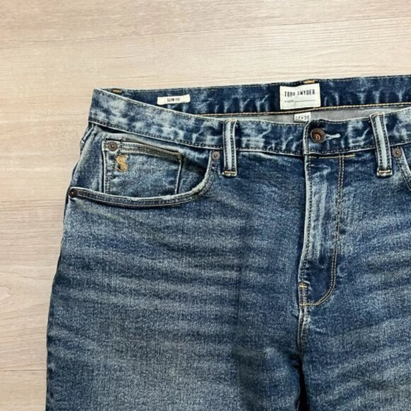 Todd Snyder Blue Denim Slim Fit Stretch Five Pocket Jeans Men’s Size 34 - Picture 10 of 10